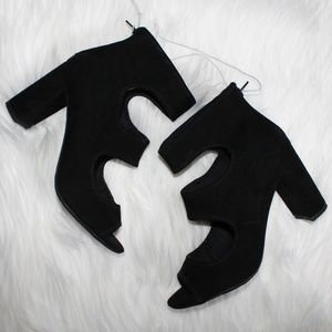 Report Black Cutout Peep-Toe Block Heel Booties